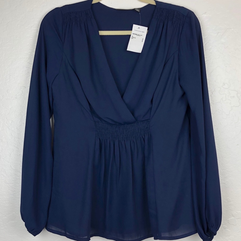 Halogen From Nordstrom Long Sleeve Blouse Navy